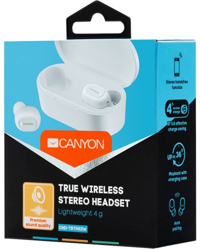 Безжични слушалки Canyon - TWS-2, бели - 4