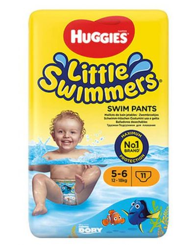 Бебешки бански пелени Huggies Little Swimmers - Размер 5, 12-18 kg, 11 броя - 1