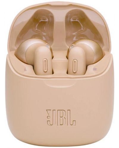 Безжични слушалки с микрофон JBL - T225 TWS, златисти - 2