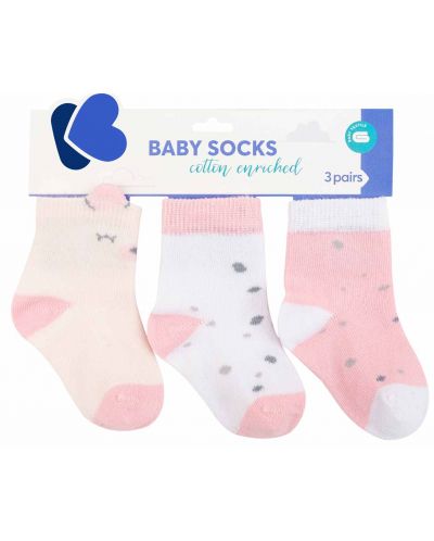Бебешки чорапи с 3D уши KikkaBoo - Bear with me, 2-3 години, 3 чифта, Pink - 1