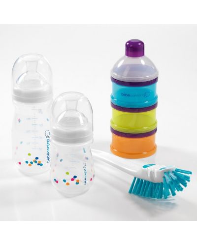 Комплект бутилки Bebe Confort - 240 и 140 ml, дозатор и четка за почистване