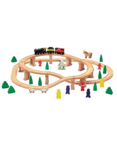 Комплект за игра Beeboo - Дървен влак и релси - 2