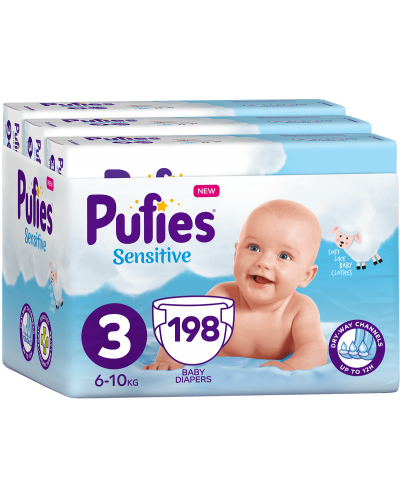 Бебешки пелени Pufies Sensitive 3, 198 броя - 1