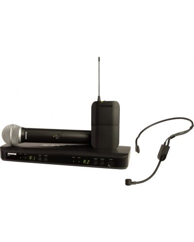 Безжична микрофонна комбо система Shure - BLX1288E/P31, черна - 1