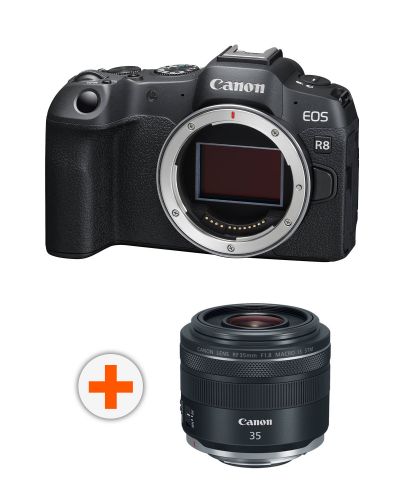 Безогледален фотоапарат Canon - EOS R8, 24.2MPx, черен + Обектив Canon - RF 35mm f/1.8 IS Macro STM - 1