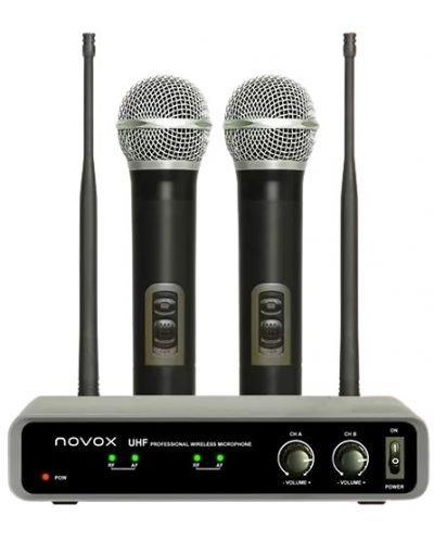 Безжична микрофонна система Novox - Free H2, черна/сива - 1