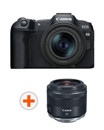 Безогледален фотоапарат Canon - EOS R8, RF 24-50mm, f/4.5-6.3 IS STM + Обектив Canon - RF 35mm f/1.8 IS Macro STM - 1