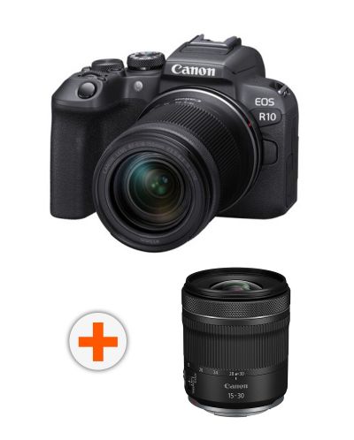 Безогледален фотоапарат Canon - EOS R10, RF-S 18-150, IS STM, Black + Обектив Canon - RF, 15-30mm, f/4.5-6.3 IS STM - 1