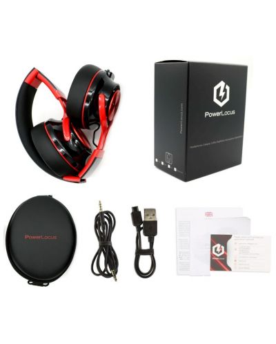 Безжични слушалки PowerLocus - P3, черни/червени - 4