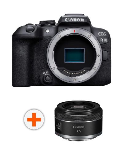 Безогледален фотоапарат Canon - EOS R10, Black + Обектив Canon - RF 50mm, F/1.8 STM - 1
