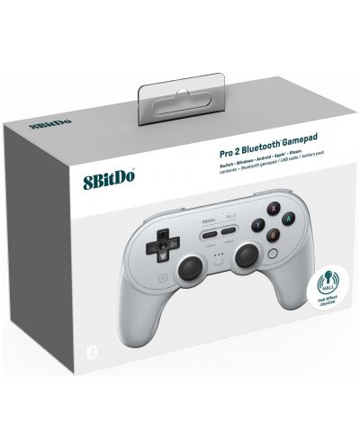 Безжичен контролер 8BitDo - Pro 2, Hall Effect Edition, сив (Nintendo Switch/PC) - 5