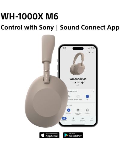 Безжични слушалки Sony - WH-1000XM6, ANC, Sandstone | Ozone.bg