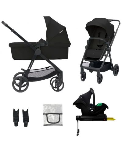 Бебешка количка 4 в 1 KinderKraft - Newly, Classic Black - 1