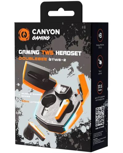 Безжични слушалки Canyon - DoubleBee GTWS-2, TWS, оранжеви/черни - 6