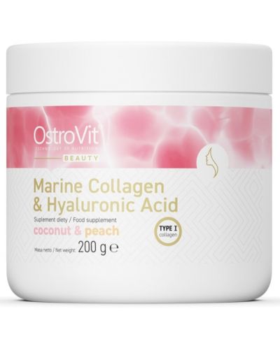 Beauty Marine Collagen & Hyaluronic Acid, кокос и праскова, 200 g, OstroVit - 1