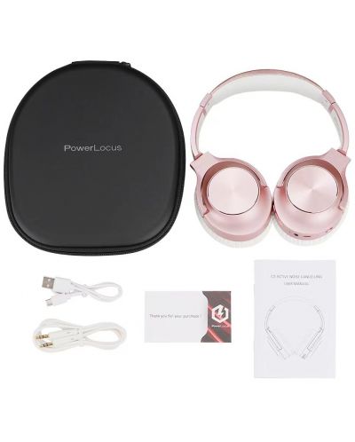 Безжични слушалки с микрофон PowerLocus - CD, ANC, розови - 7