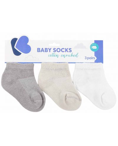 Бебешки летни чорапи KikkaBoo - 2-3 години, 3 броя, Grey - 1