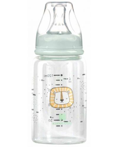 Бебешко стъклено шише KikkaBoo Savanna - 120 ml, мента - 1