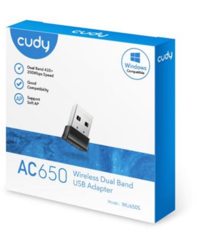 Безжичен нано адаптер Cudy - WU650S, 1.3Gbps, черен - 3