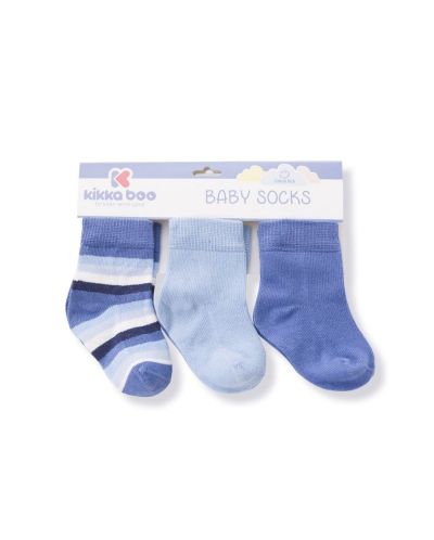 Бебешки чорапи KikkaBoo Stripes - Памучни, 1-2 години, светло сини - 1