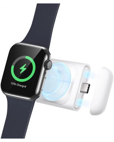 Безжично зарядно ESR - Portable Wireless Charger, Apple Watch, бяло - 2