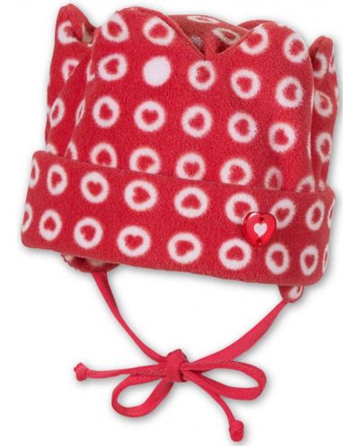 Бебешка зимна шапка Sterntaler - Червено-бяло, 47 cm, 9-12 месеца - 1