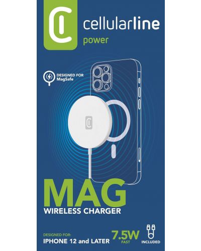 Безжично зарядно Cellularline - Mag, MagSafe, 7.5W, бяло - 4