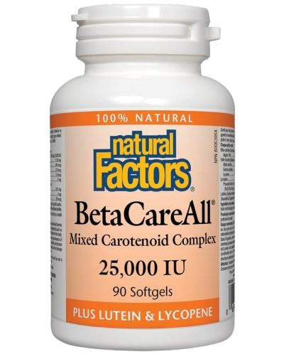 BetaCareAll, 25 000 IU, 90 капсули, Natural Factors - 1