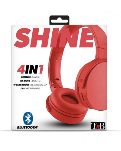 Безжични слушалки с микрофон T'nB - Shine 2, червени - 5