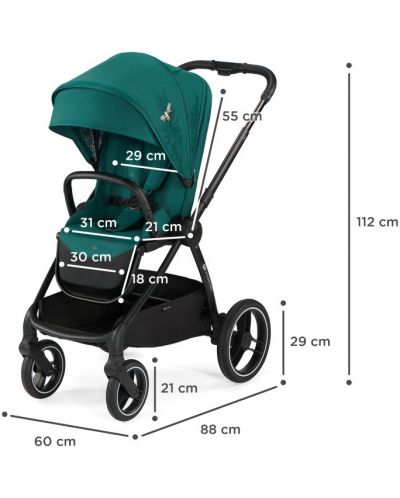 Бебешка количка 2 в 1 KinderKraft - Nea, тъмнозелена - 8
