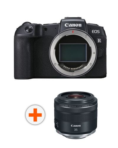 Безогледален фотоапарат Canon - EOS RP, 26.2MPx, черен + Обектив Canon - RF 35mm f/1.8 IS Macro STM - 1