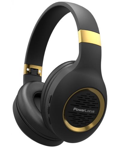 Безжични слушалки PowerLocus - P4 Plus, черни/златисти - 1