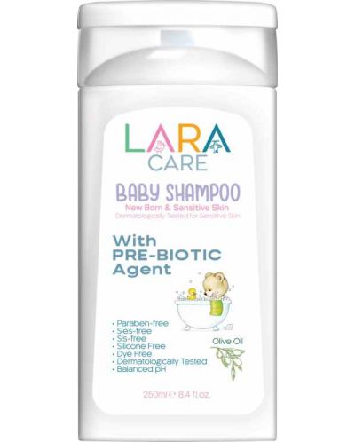Бебешки шампоан Lara Care - With Prebiotic and Olive Oil, 250 ml - 1