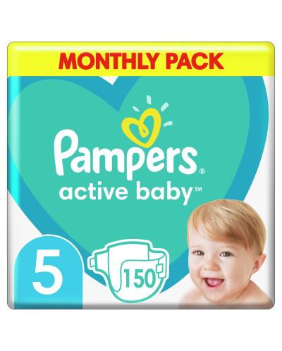 Бебешки пелени Pampers - Active Baby 5, 150 броя - 4