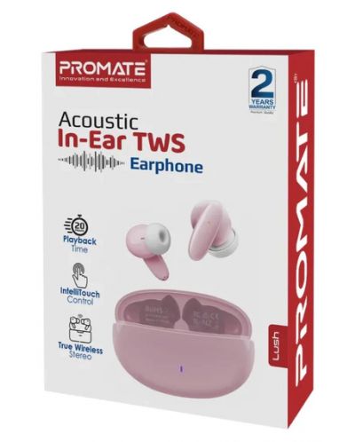 Безжични слушалки ProMate - Lush Acoustic, TWS, розови/бели - 3