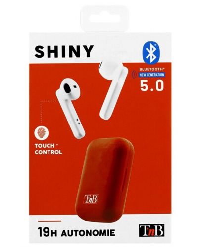 Безжични слушалки с микрофон T'nB - Shiny, TWS, червени/бели - 3