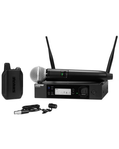 Безжична микрофонна система Shure - GLXD124R+/85/SM58, черна - 1