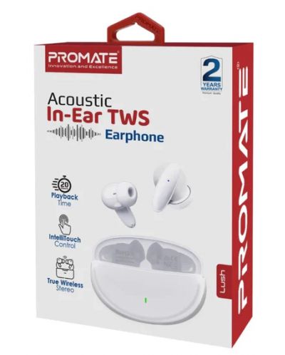 Безжични слушалки ProMate - Lush Acoustic, TWS, бели - 3