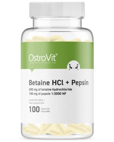 Betaine HCl + Pepsin, 100 капсули, OstroVit - 1