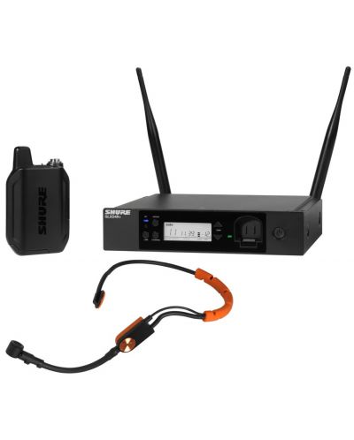 Безжична микрофонна система Shure - GLXD14R+/SM31, черна/оранжева - 1