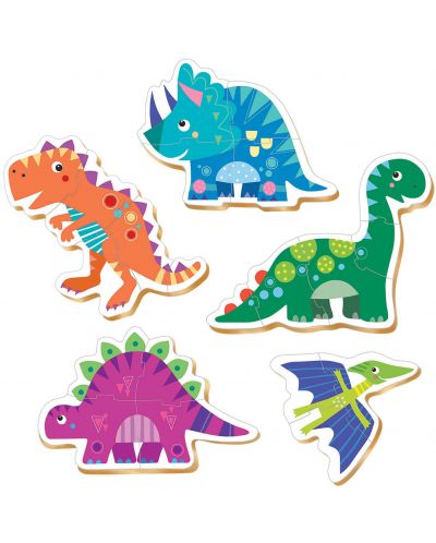 Бебешки пъзел Educa 5 в 1 - Динозаври - 2