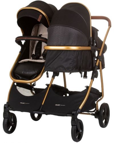 Бебешка количка за близнаци Chipolino - Дуо Смарт, обсидиан/злато - 5