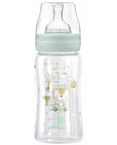 Бебешко стъклено шише KikkaBoo Jungle King - 240 ml, мента - 1