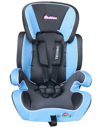 Детско столче за кола Bebino - Techno, пепит със синьо, 9-36 kg - 3