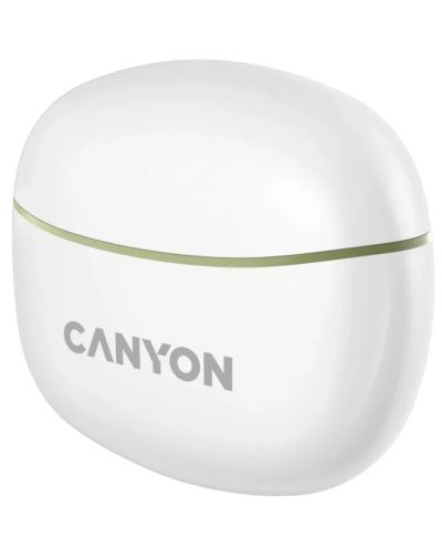 Безжични слушалки Canyon - TWS5, бели/зелени - 4