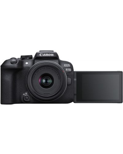 Безогледален фотоапарат Canon - EOS R10, 18-45mm STM, Black + Адаптер Canon EF-EOS R - 7