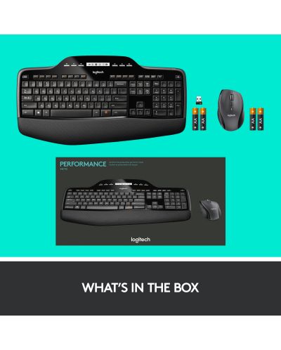 Комплект мишка и клавиатура Logitech - Desktop MK710, безжичен, черен - 10