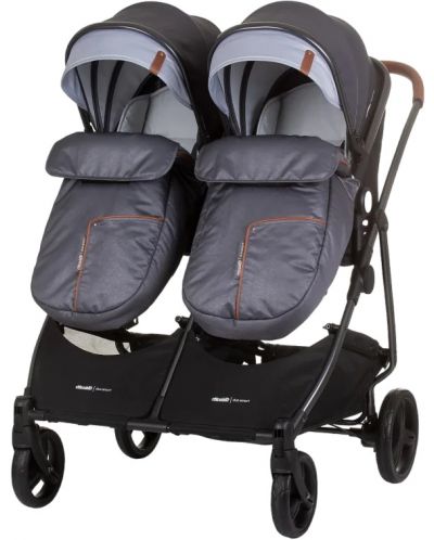 Бебешка количка за близнаци Chipolino - Дуо Смарт, сребърно сиво - 7