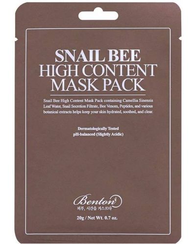 Benton Snail Bee Лист маска за лице High Content, 20 g - 1