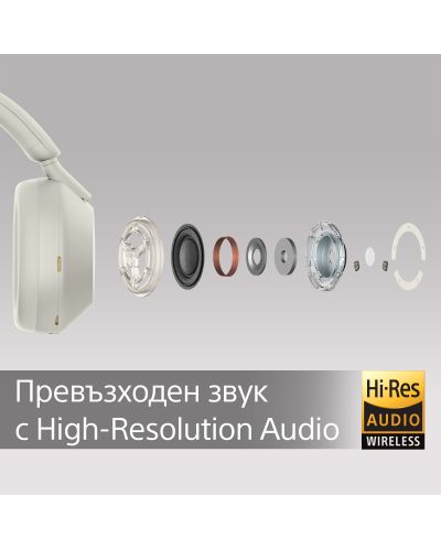 Безжични слушалки с микрофон Sony - WH-1000XM5, ANC, сребристи - 5